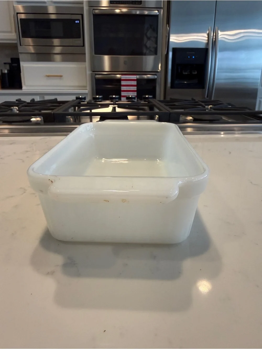 Vintage Fire-King 1409 White Milk Glass Loaf Pan 1 Qt Anchor Hocking Oven Ware U